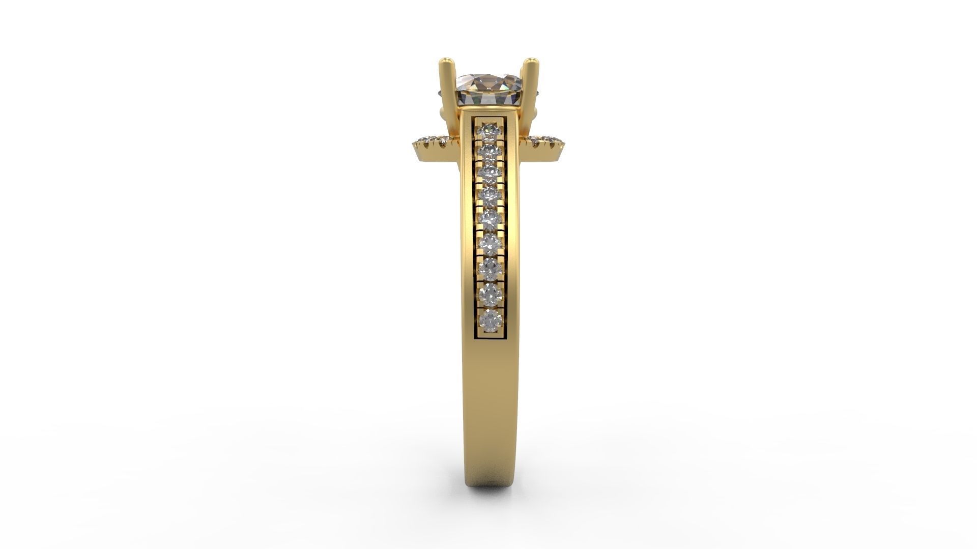 Woman Solitaire Ring 1039 3D print model_2
