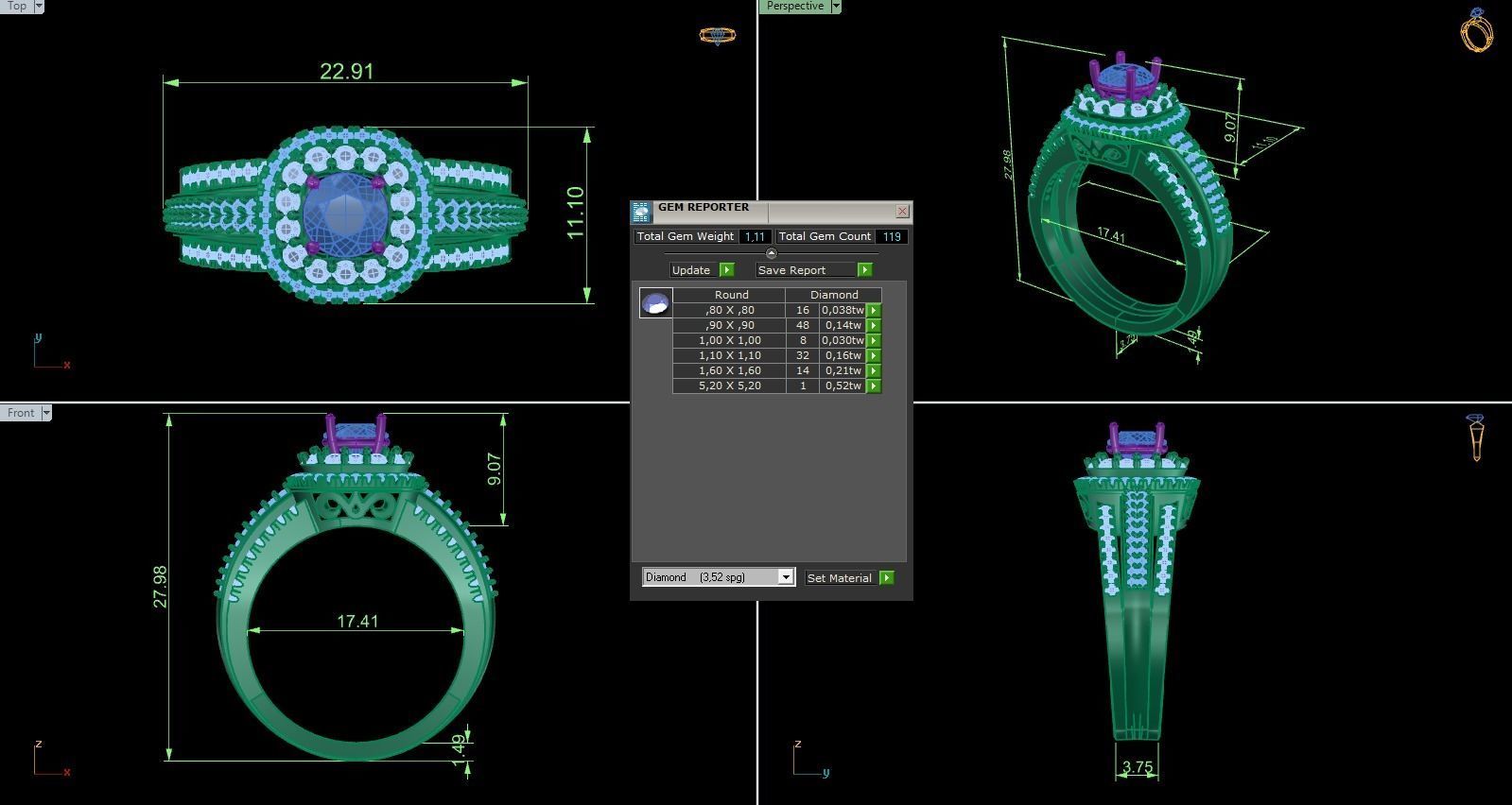 Woman Solitaire Ring 1044 3D print model_8