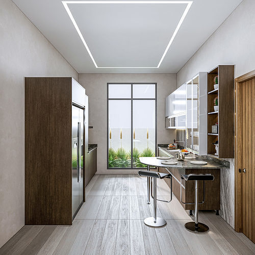 Kitchen fully parametric Resizable manufacturable 003 3D model