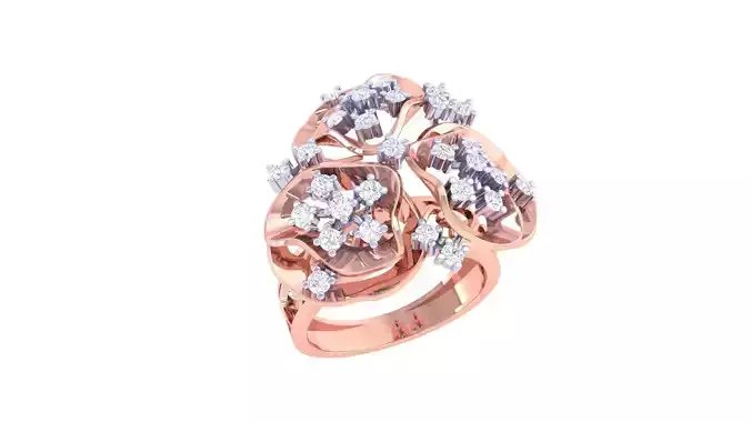 Flower High Jewelry Diamond Cocktail Ring 3dm stl obj