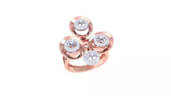Flower High Jewelry Diamond Cocktail Ring 3dm stl obj 3D print model