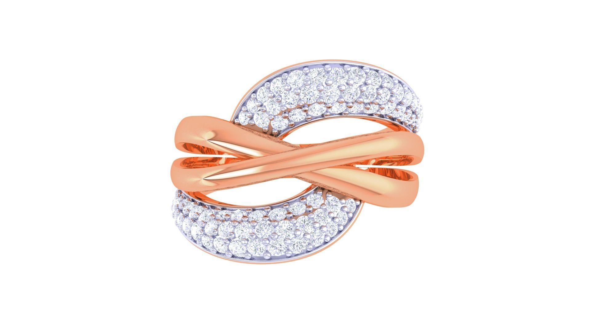 Wire High Jewelry Diamond Cocktail Ring 3dm stl obj 3D print model_7