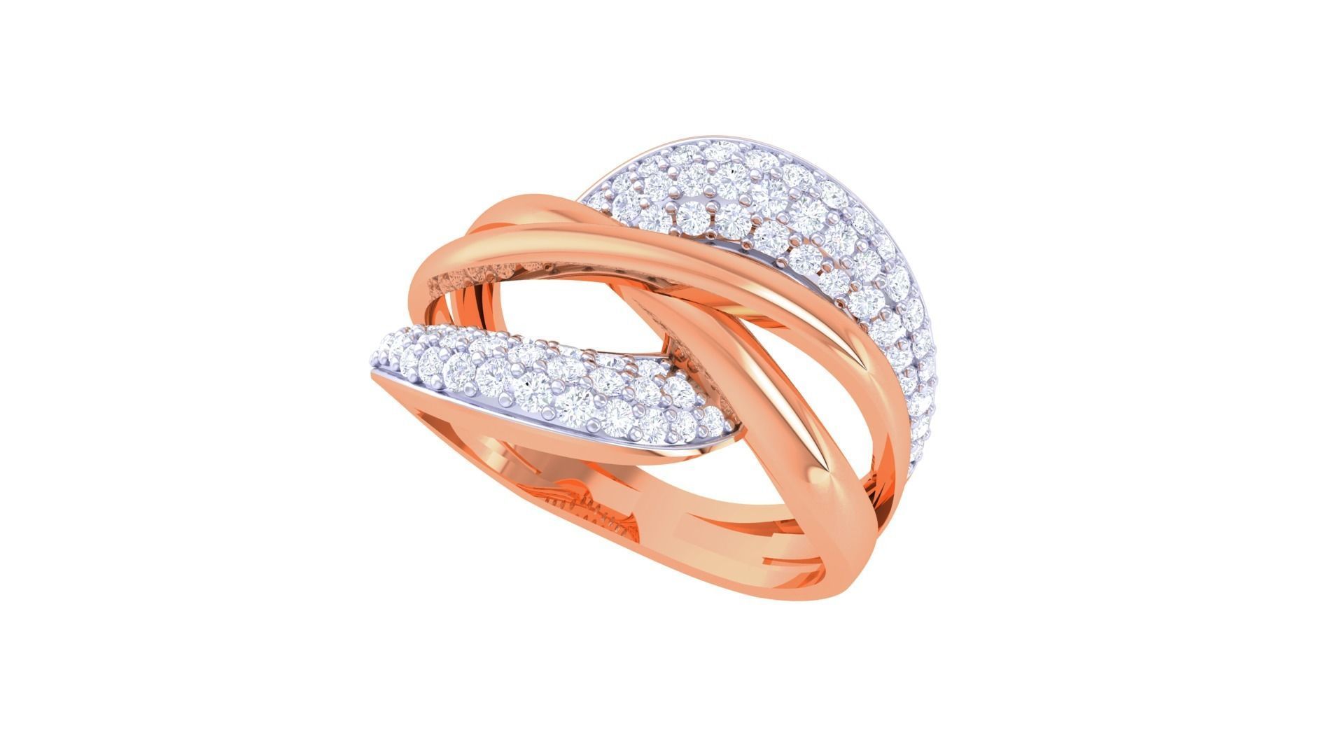 Wire High Jewelry Diamond Cocktail Ring 3dm stl obj 3D print model_4