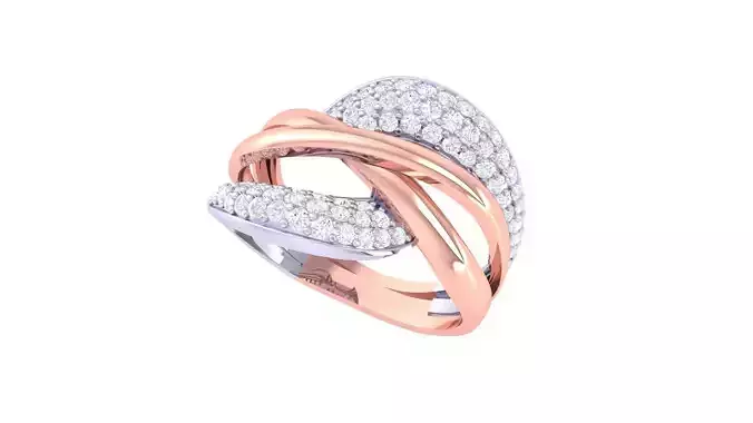 Wire High Jewelry Diamond Cocktail Ring 3dm stl obj