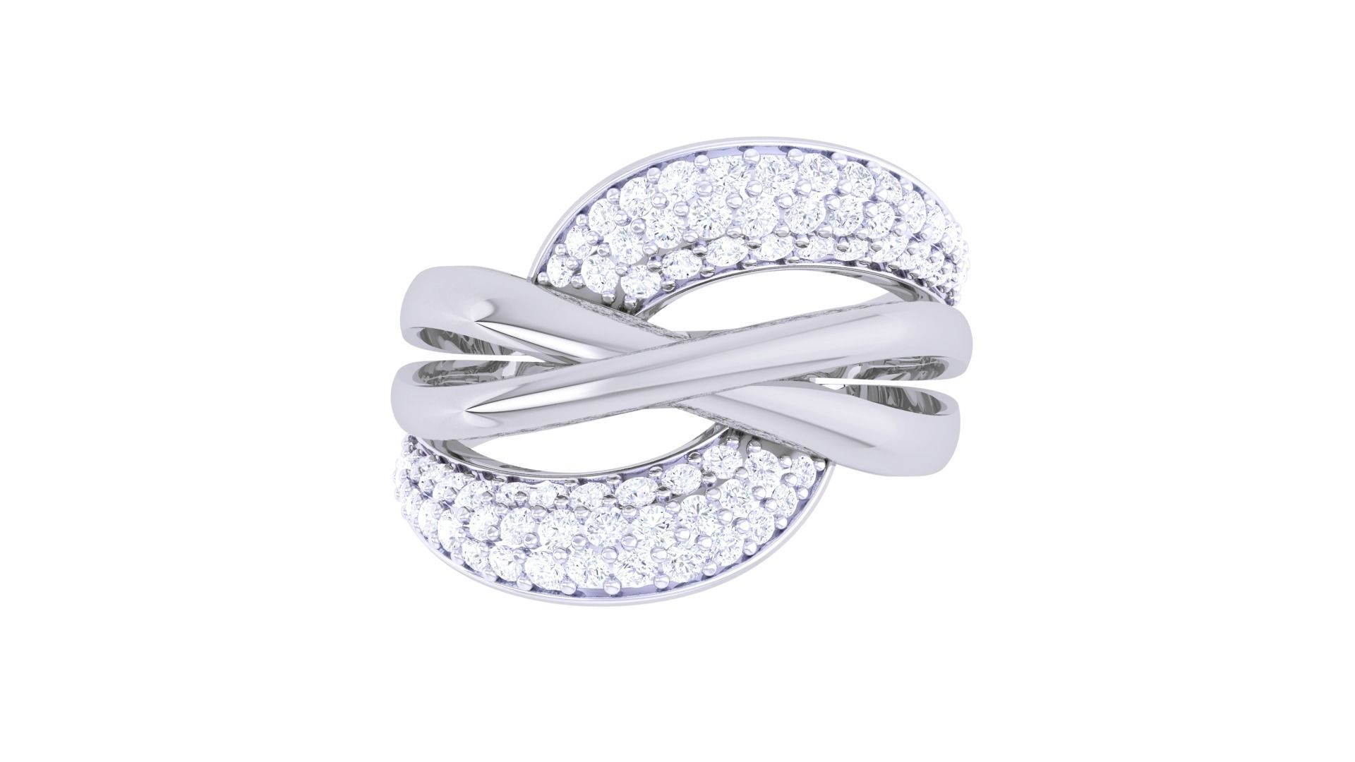 Wire High Jewelry Diamond Cocktail Ring 3dm stl obj 3D print model_9