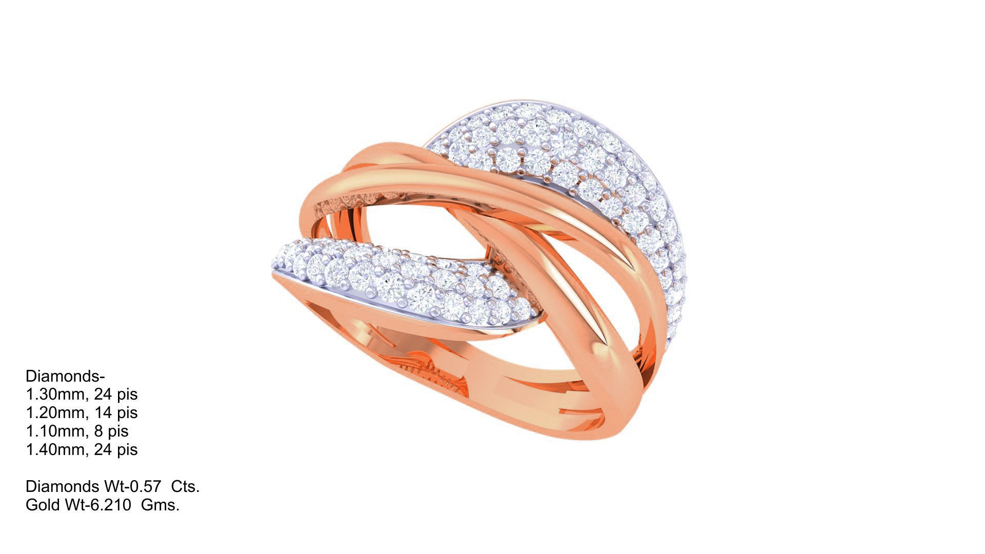 Wire High Jewelry Diamond Cocktail Ring 3dm stl obj 3D print model_3