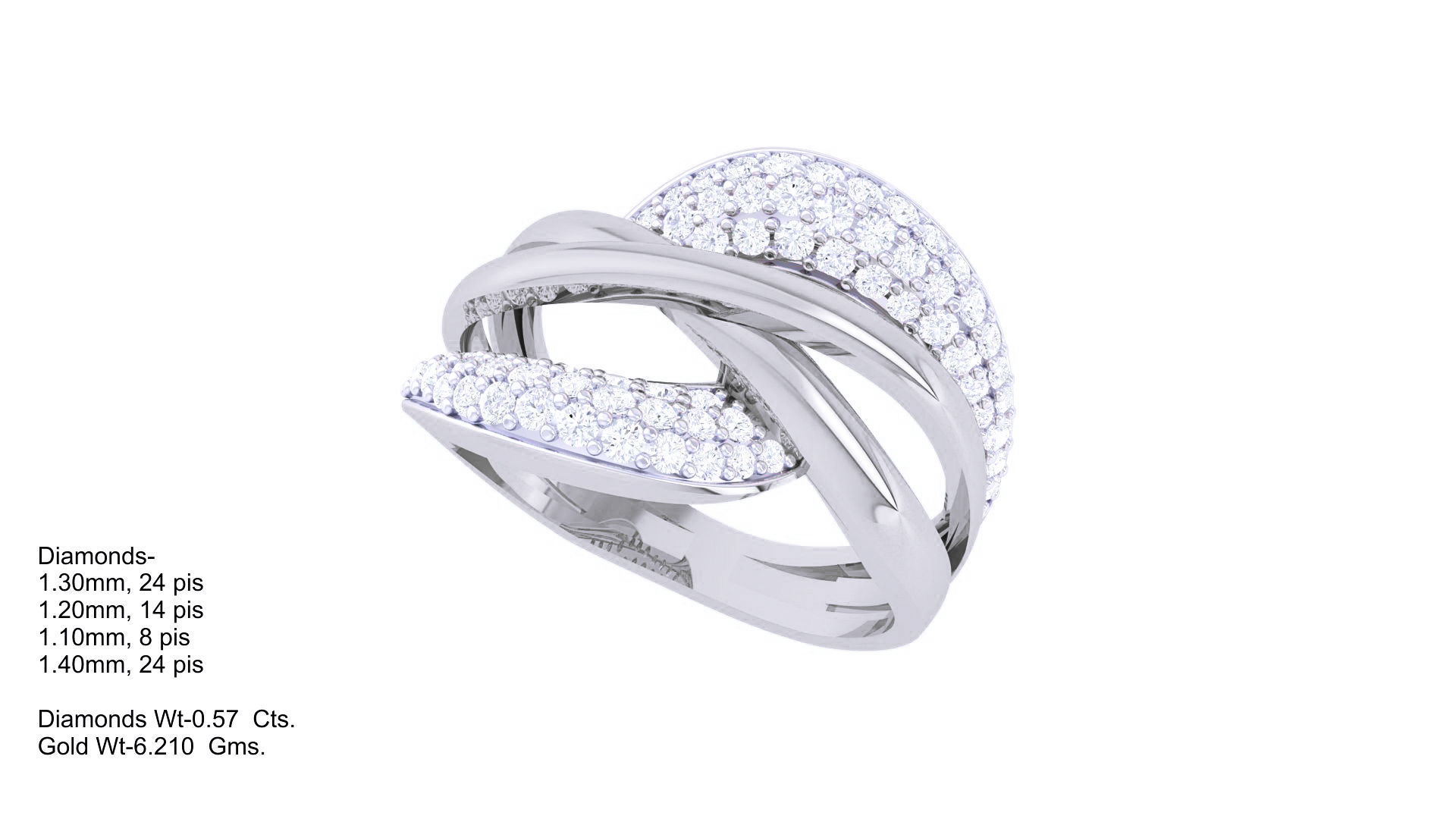 Wire High Jewelry Diamond Cocktail Ring 3dm stl obj 3D print model_2