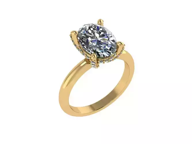 Oval Engagement Ring 10x7 Oval Cut - 538 3D print model