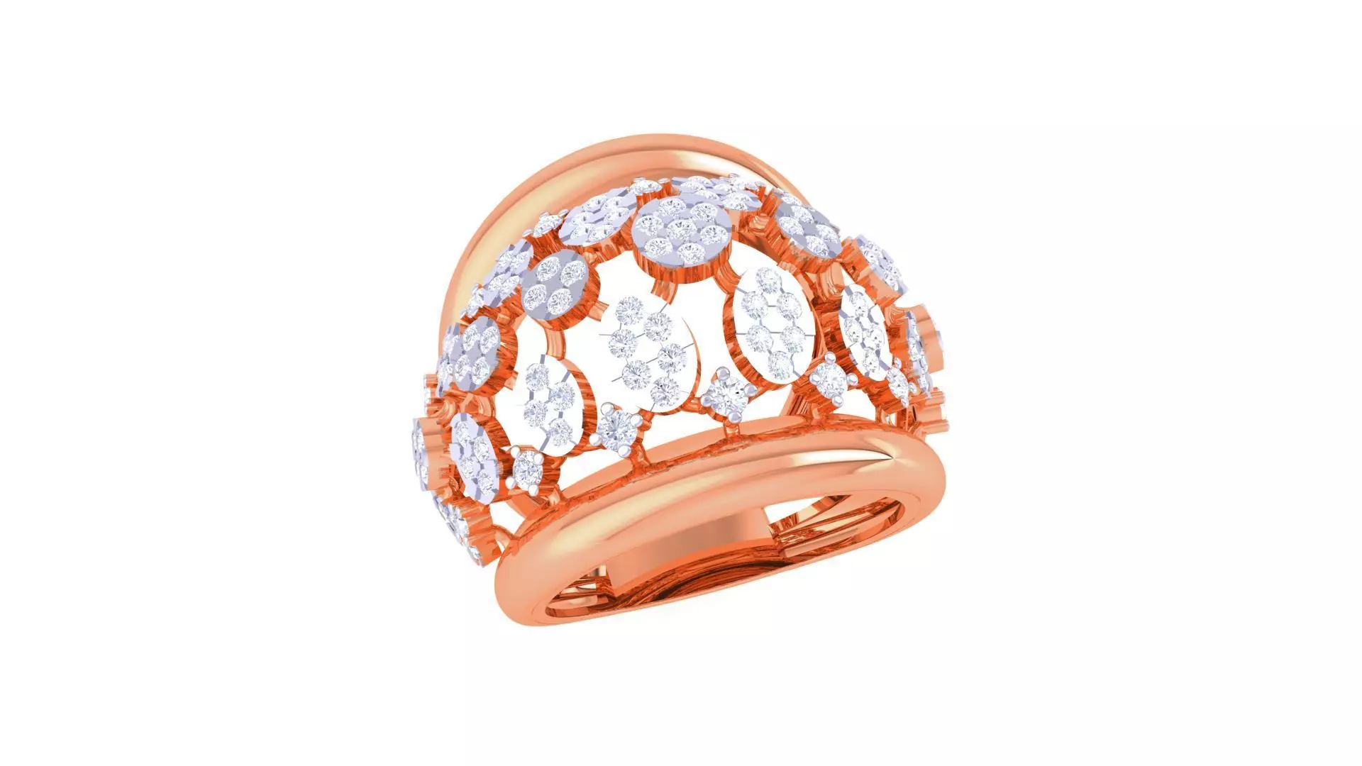 High Jewelry Diamond Cocktail Ring 3dm stl obj 3D print model
