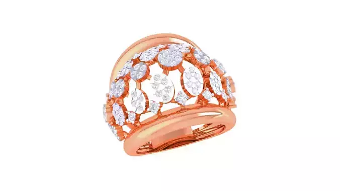 High Jewelry Diamond Cocktail Ring 3dm stl obj
