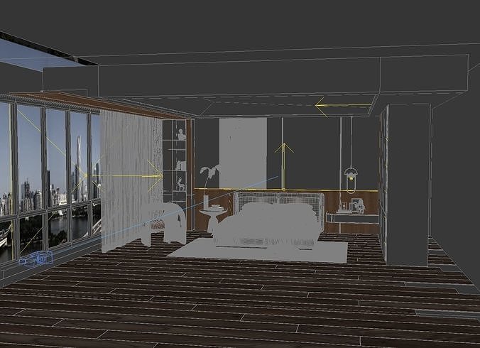 Cozy Bedroom interior scene 3D model 7