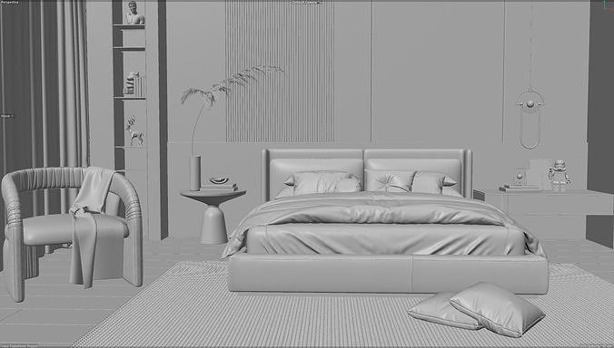Cozy Bedroom interior scene 3D model 5