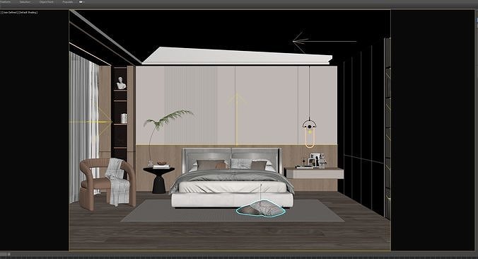 Cozy Bedroom interior scene 3D model 3