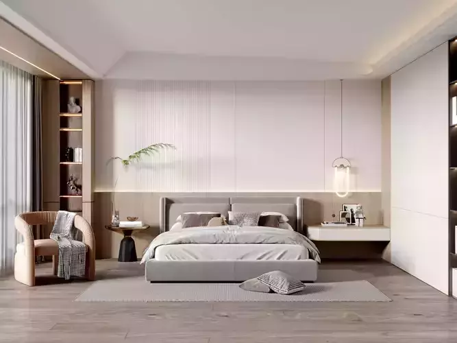 Cozy Bedroom interior scene 3D model