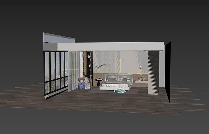 Cozy Bedroom interior scene 3D model 6