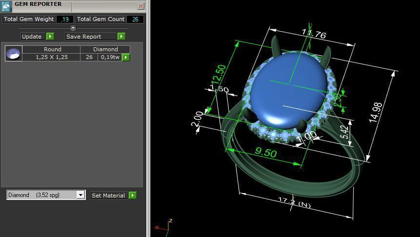 Ring with oval  3D print model_3