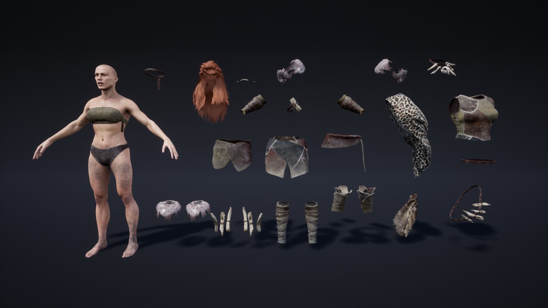 Primitive  Survival Character 02  Low-poly 3D model_10
