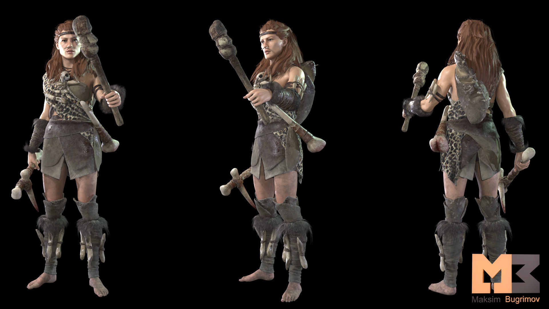 Primitive  Survival Character 02  Low-poly 3D model_5