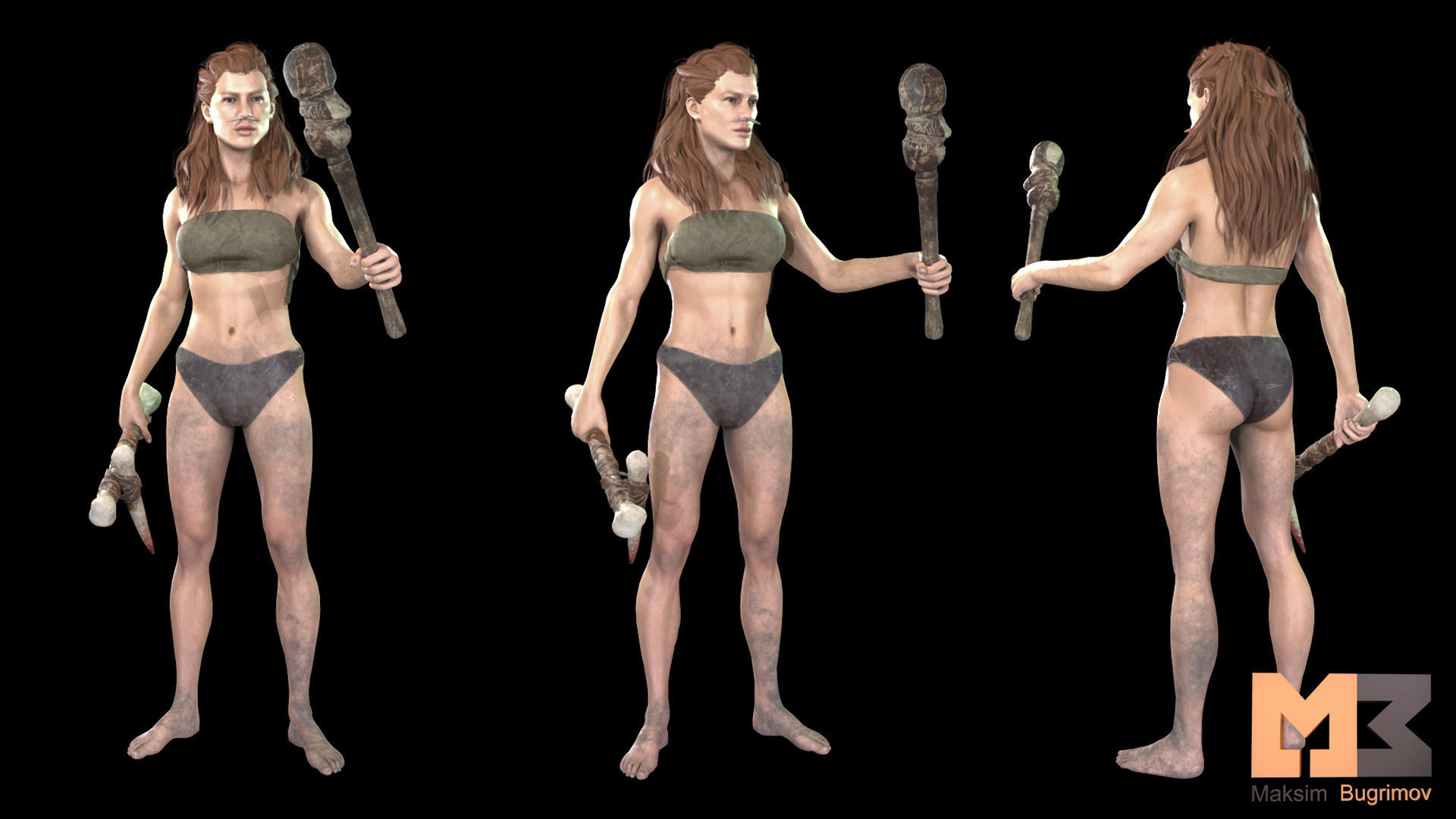 Primitive  Survival Character 02  Low-poly 3D model_6
