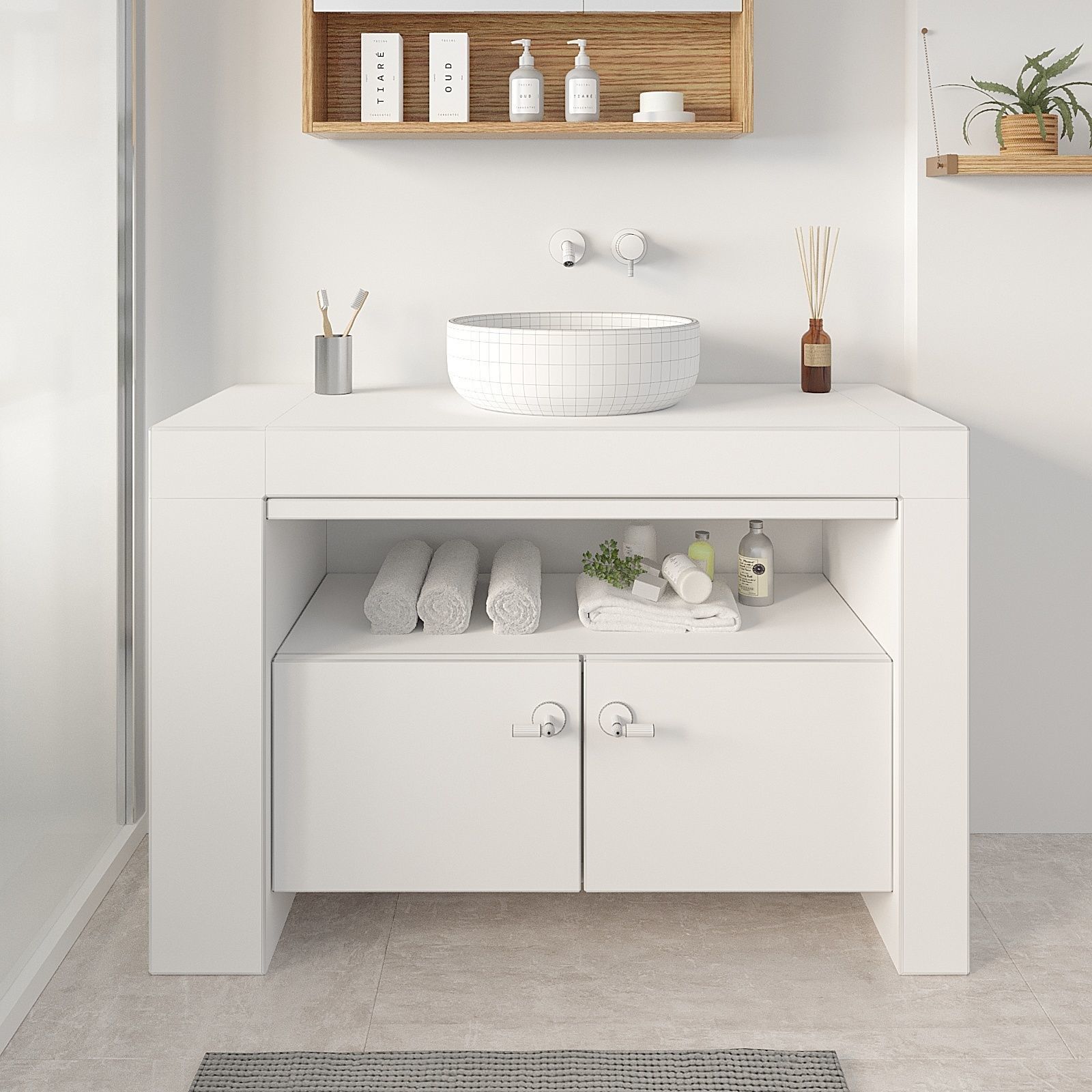 Bathroom vanity cabinet with bowl sink Free 3D model_1