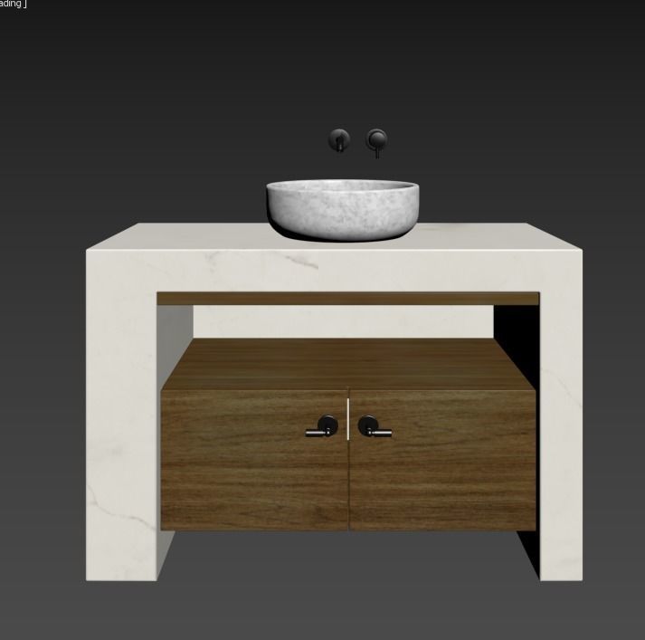Bathroom vanity cabinet with bowl sink Free 3D model_9