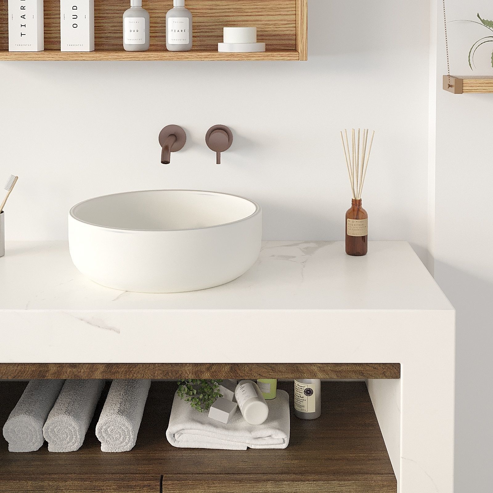 Bathroom vanity cabinet with bowl sink Free 3D model_2