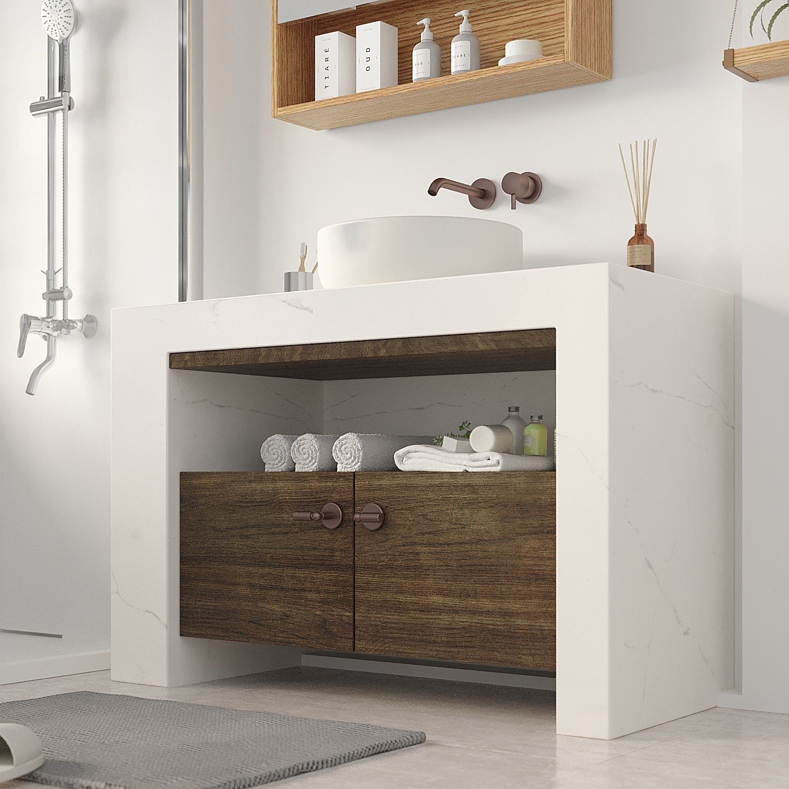 Bathroom vanity cabinet with bowl sink Free 3D model_6