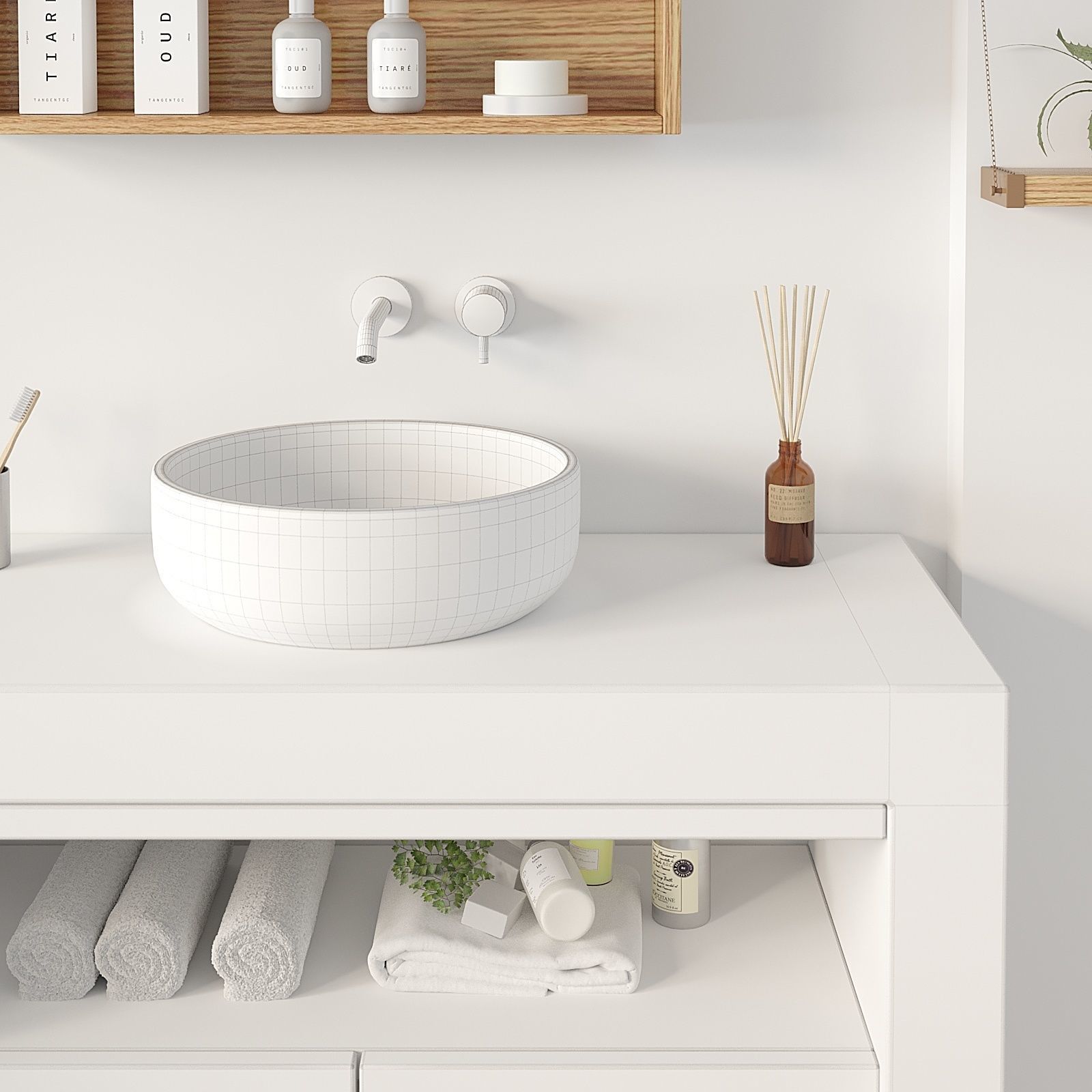 Bathroom vanity cabinet with bowl sink Free 3D model_3