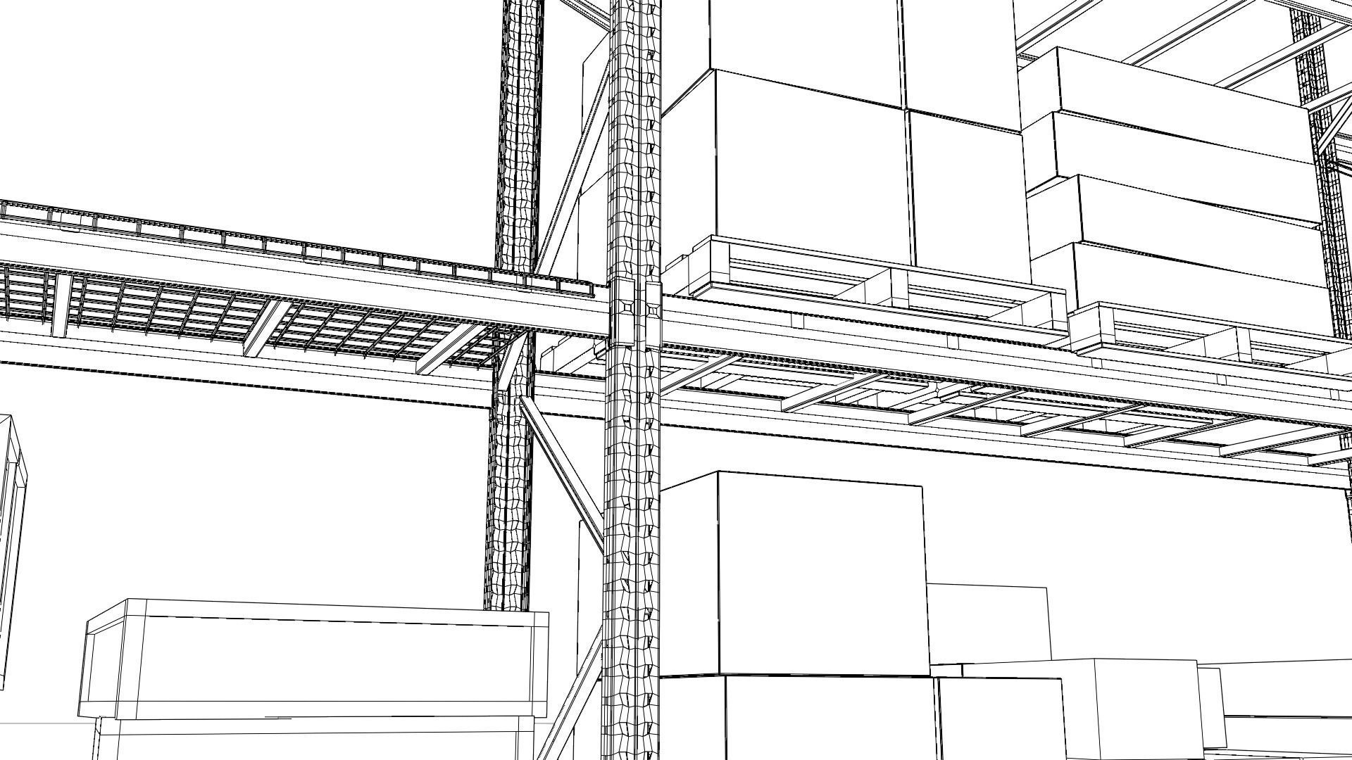Industrial shelving unit 3D model_5