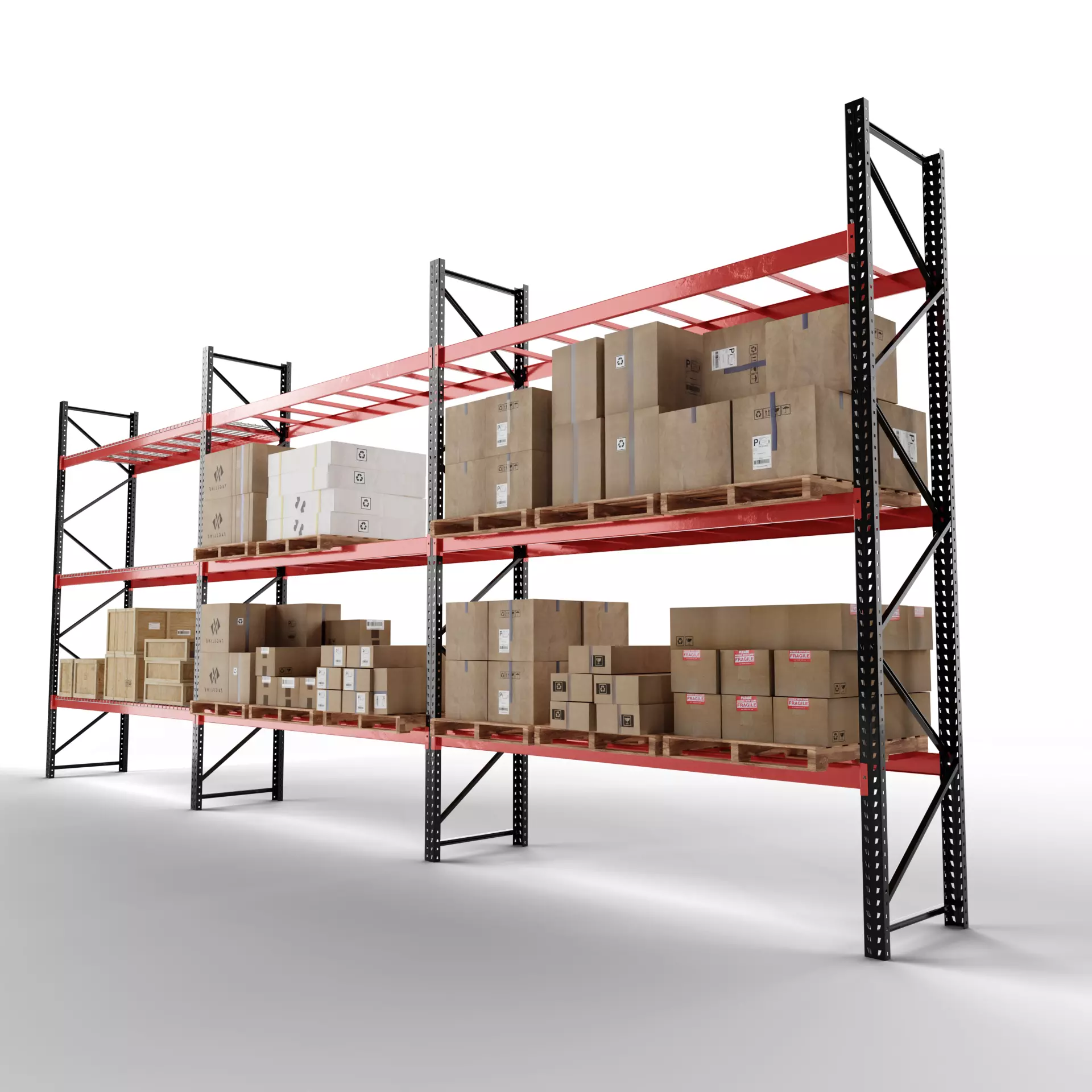 Industrial shelving unit 3D model_0