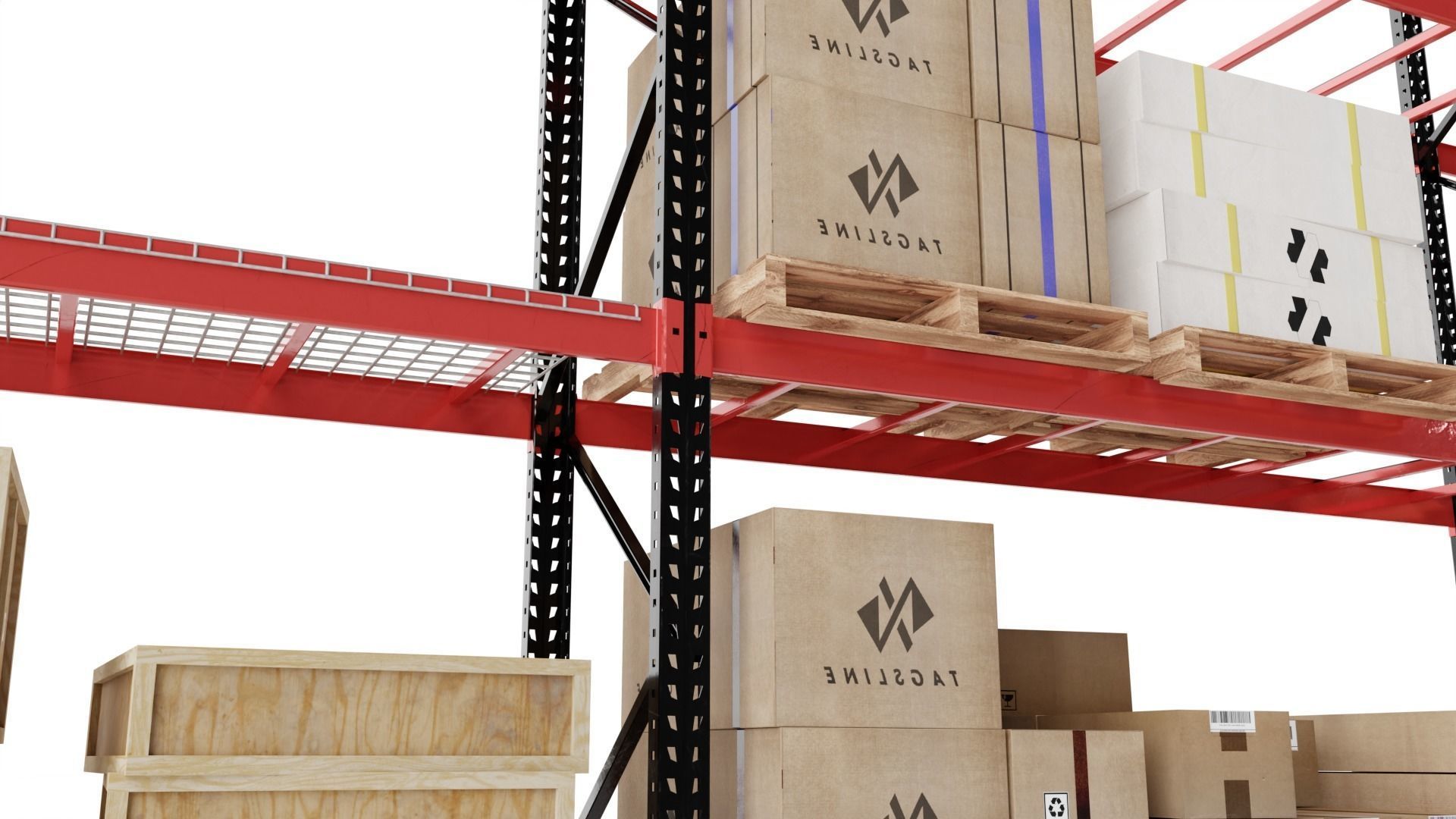 Industrial shelving unit 3D model_4