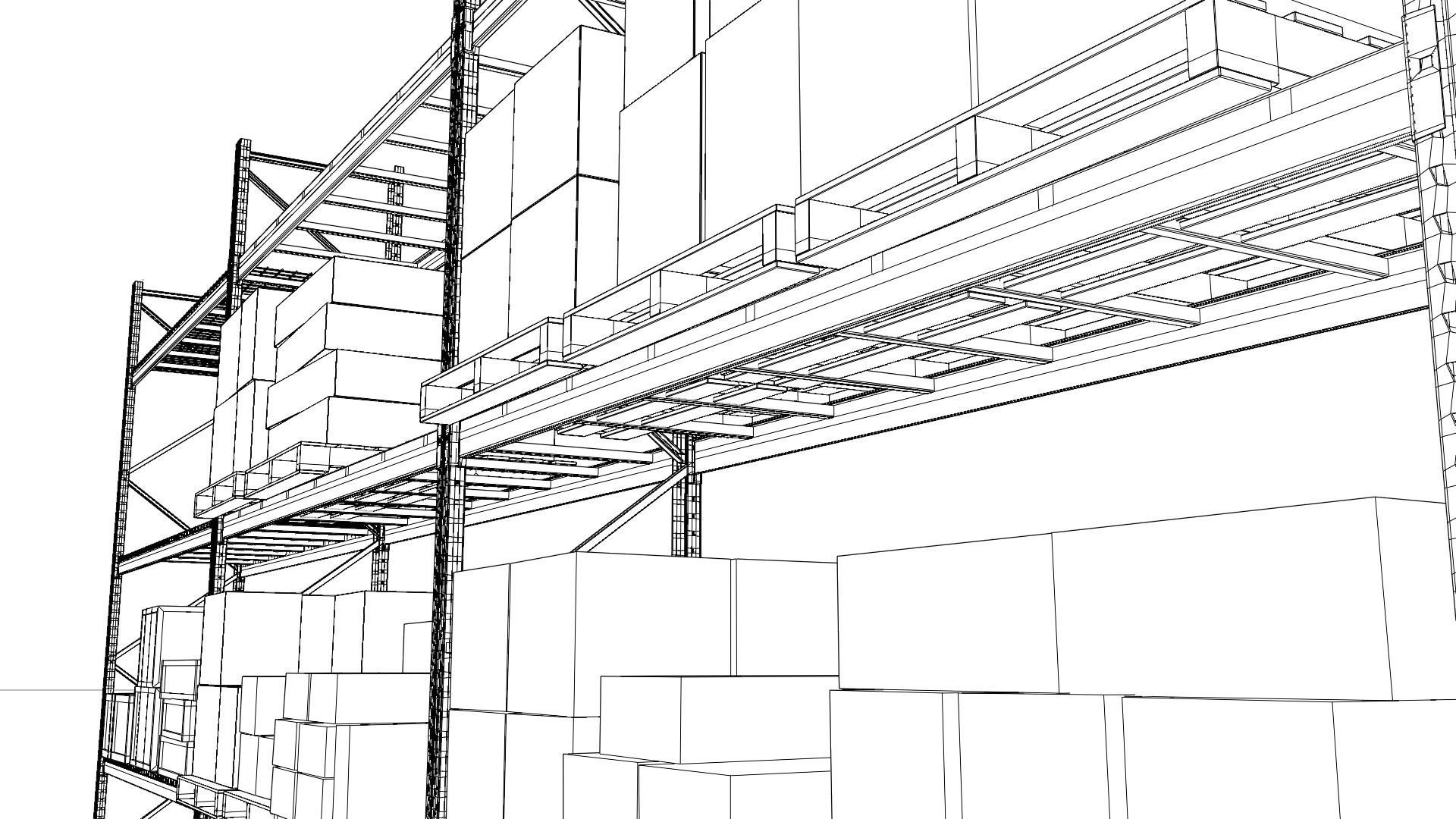 Industrial shelving unit 3D model_7