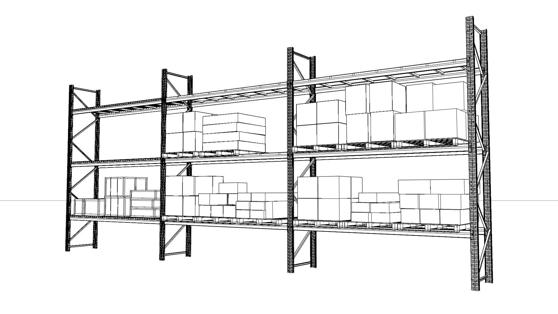 Industrial shelving unit 3D model_2