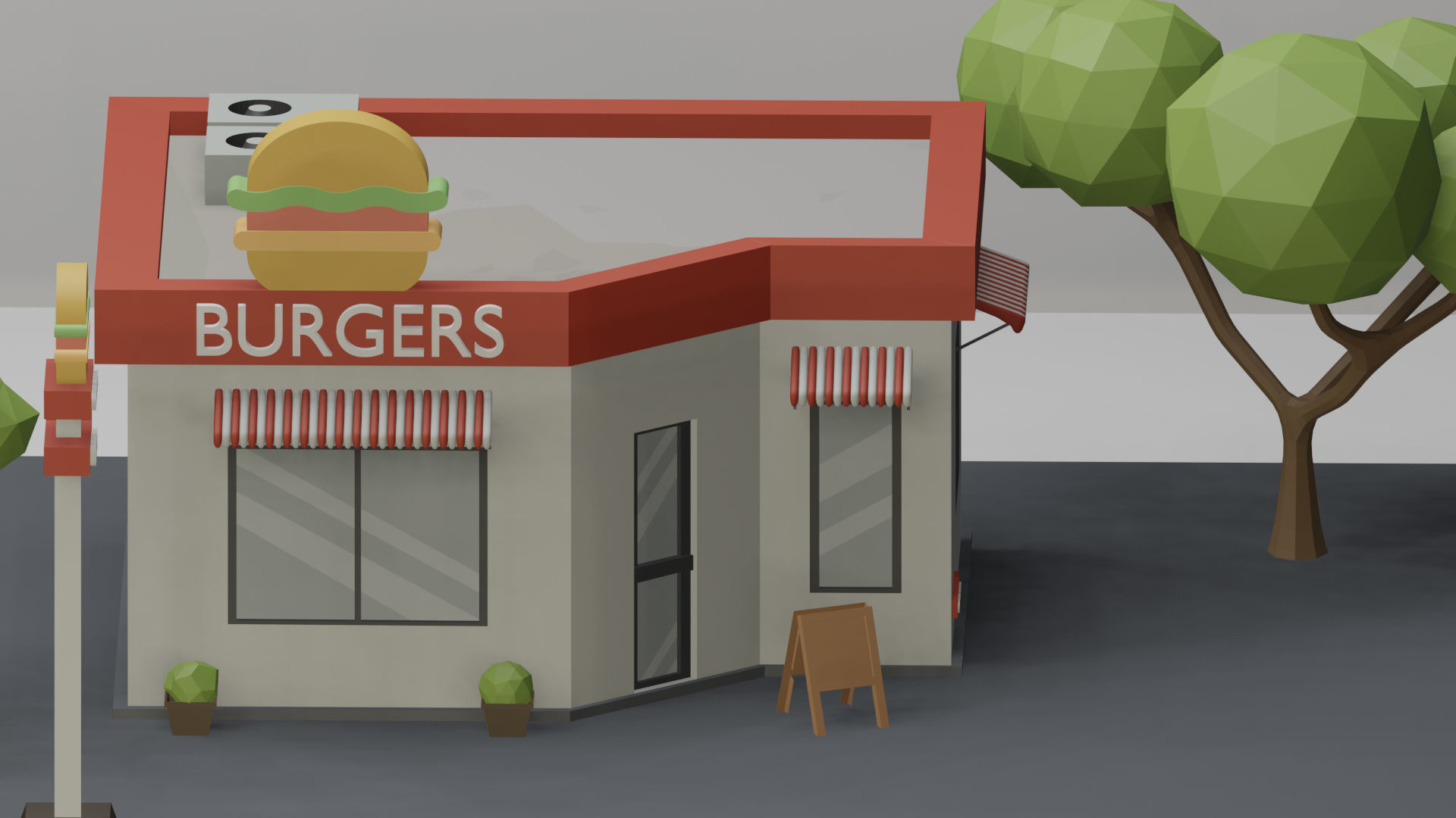 3d low poly burger house Low-poly 3D model_2