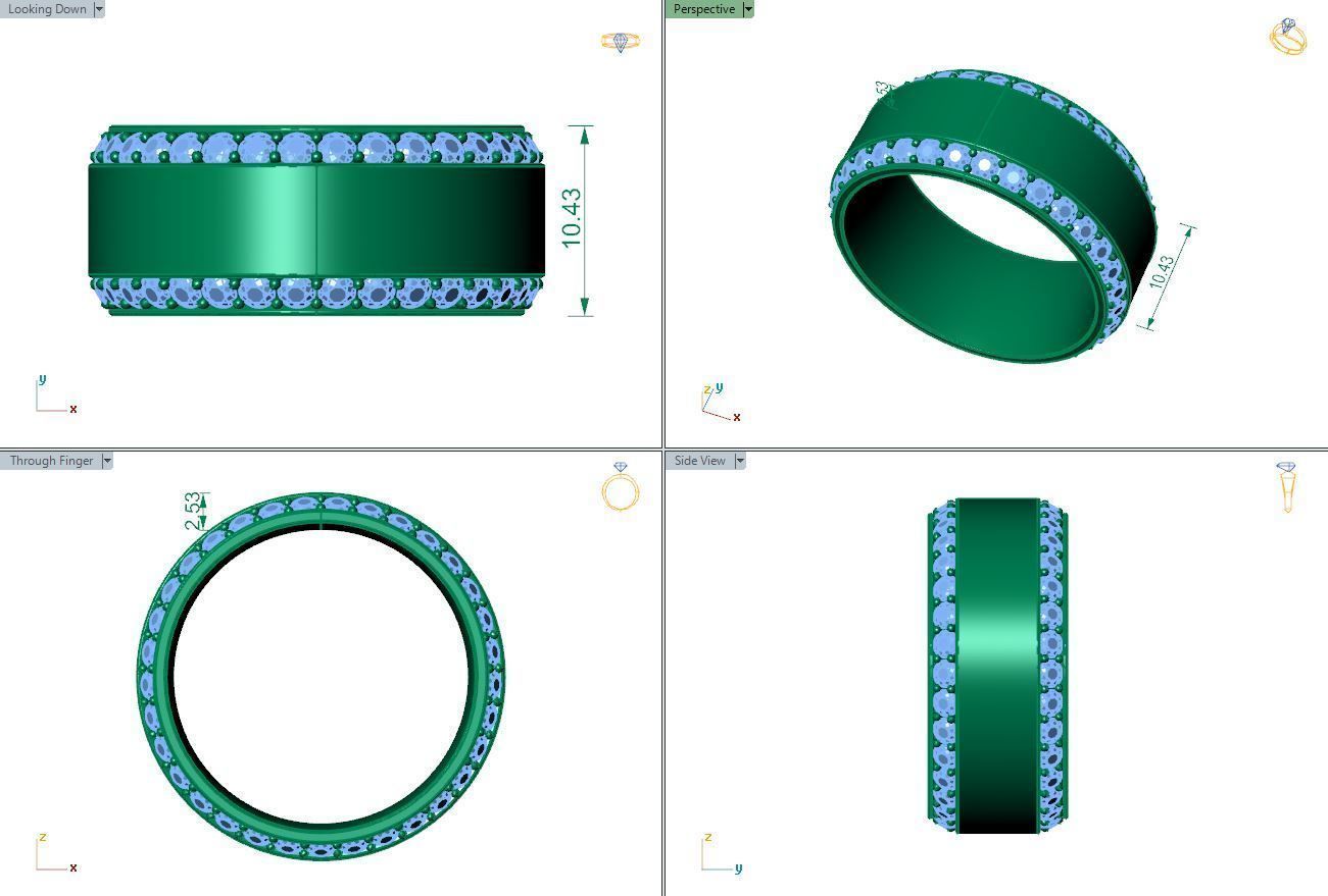 men weeding band with full diamonds all around-540 3D print model_5
