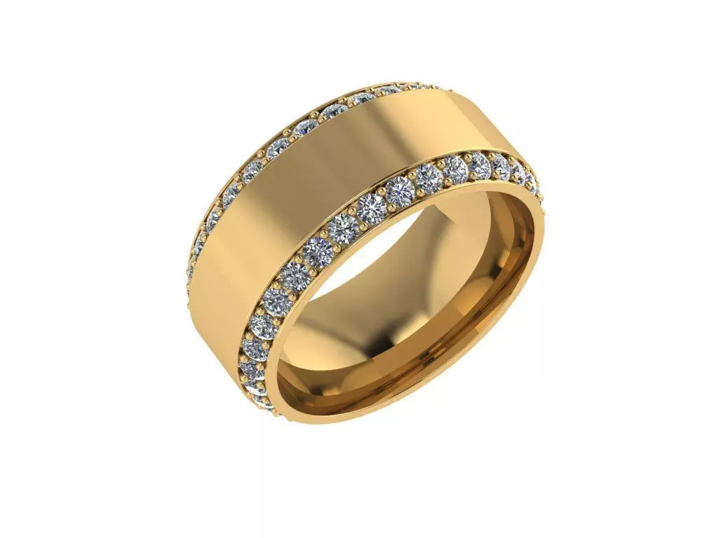 men weeding band with full diamonds all around-540 3D print model_0