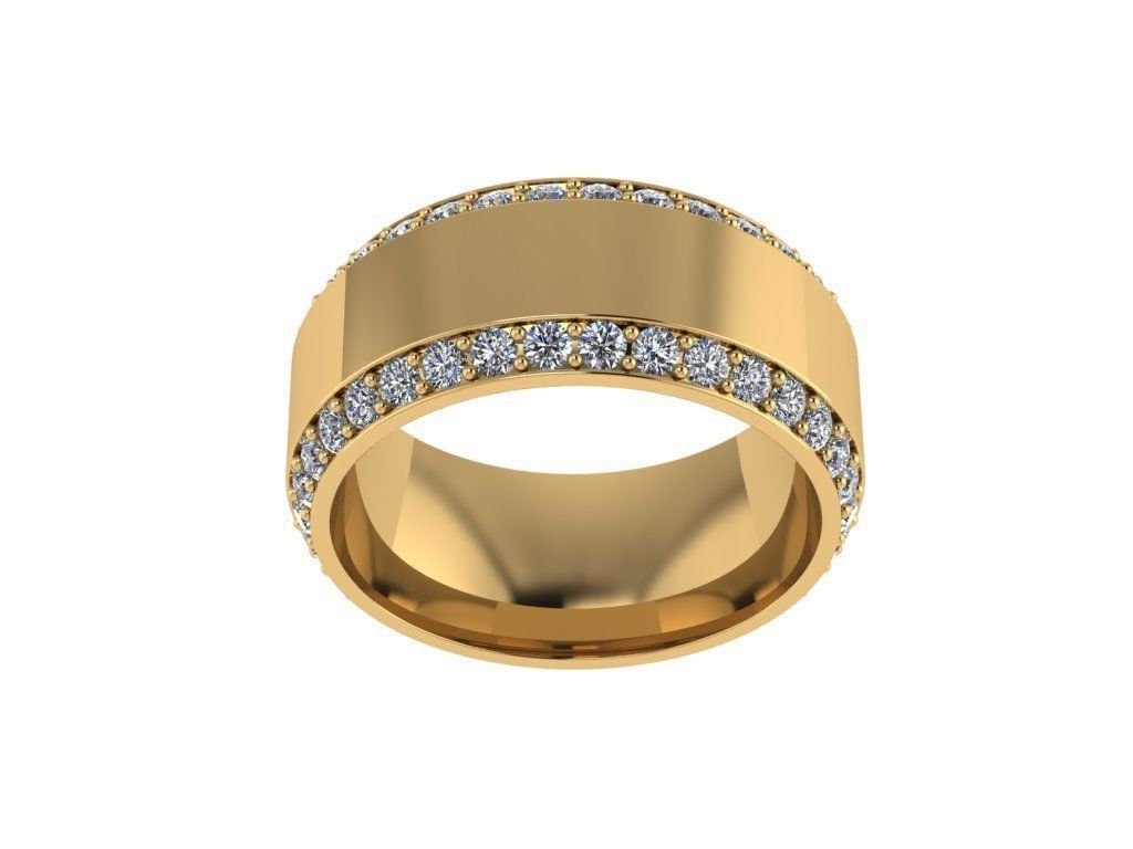 men weeding band with full diamonds all around-540 3D print model_4