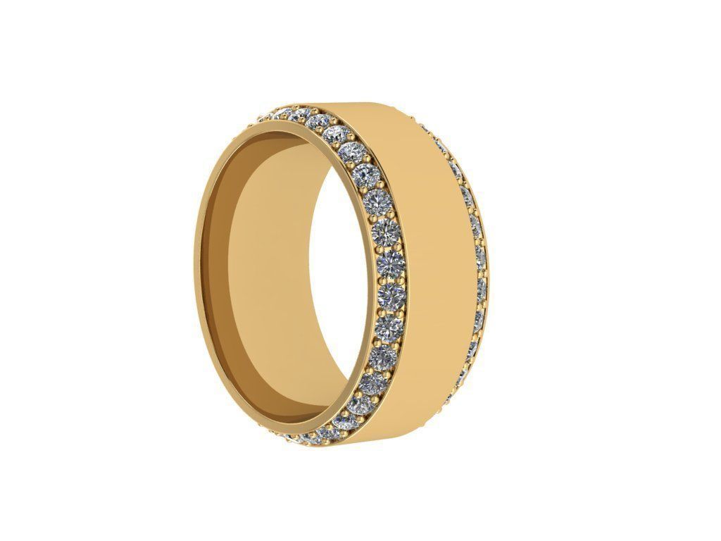 men weeding band with full diamonds all around-540 3D print model_3