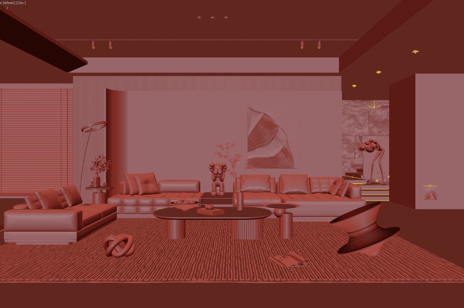 Living Room Interior Scene 3D model_6