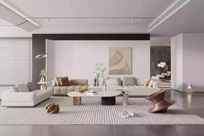 Living Room Interior Scene 3D model