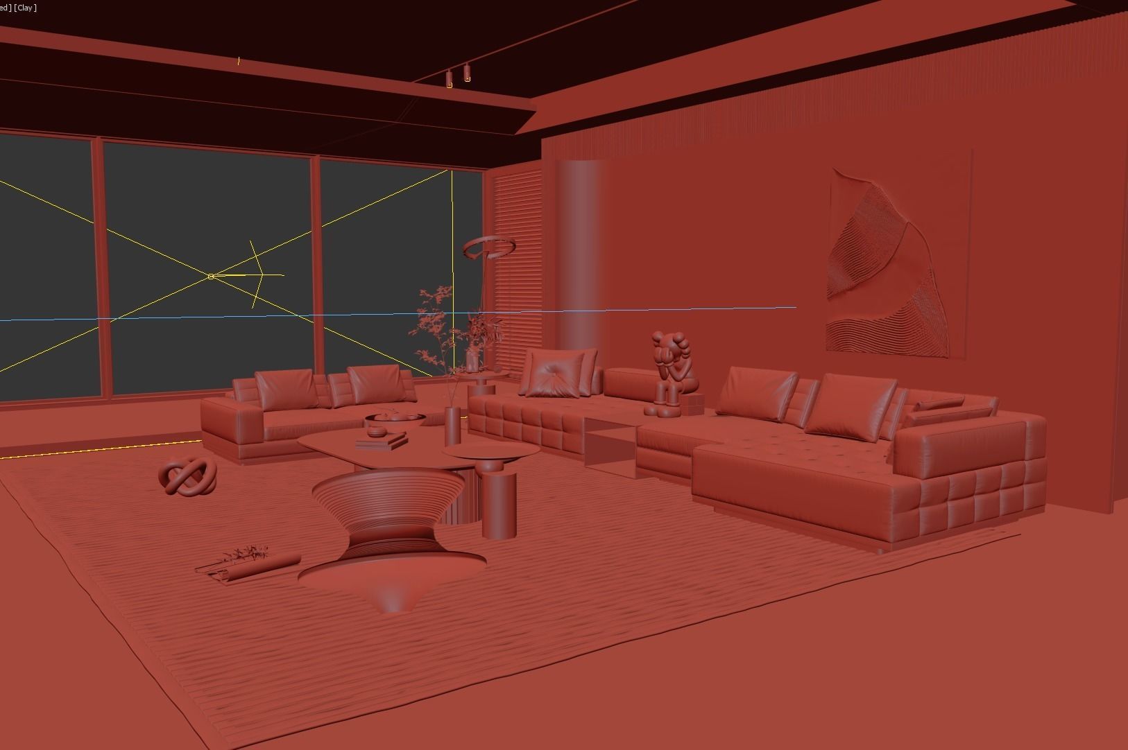 Living Room Interior Scene 3D model_4