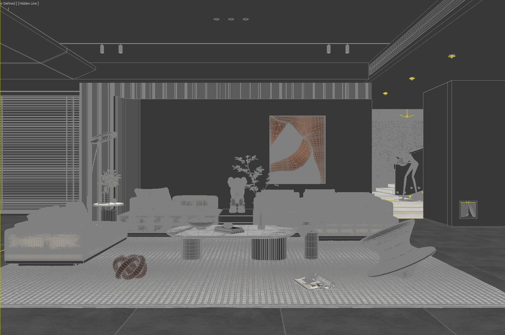 Living Room Interior Scene 3D model_8