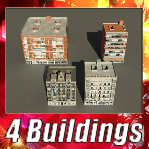 Building Collection 81-84 Low-poly 3D model_0