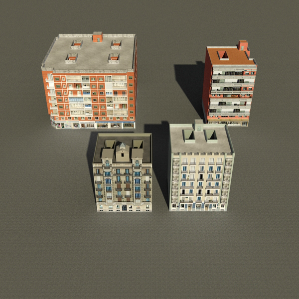 Building Collection 81-84 Low-poly 3D model_1