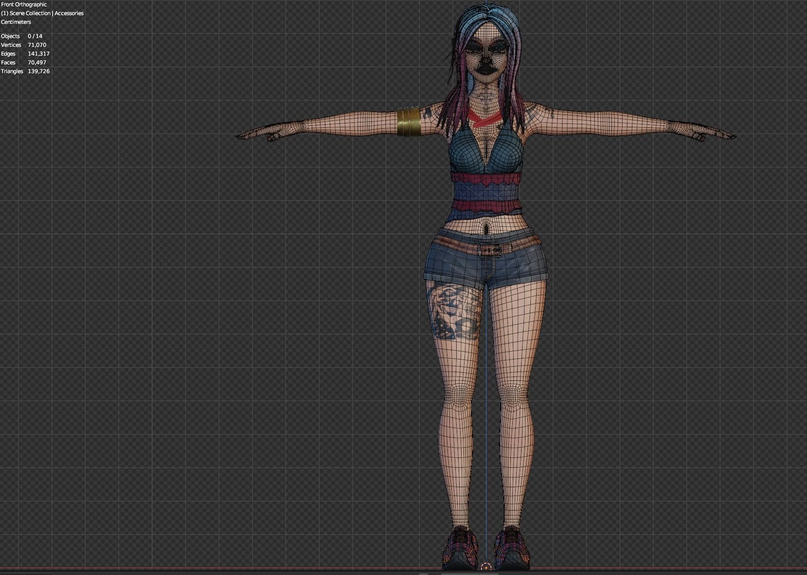 wild stylized girl  animation ready Free low-poly 3D model_18