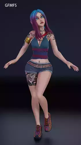 wild stylized girl  animation ready Free low-poly 3D model wild stylized girl  animation ready Free low-poly 3D model