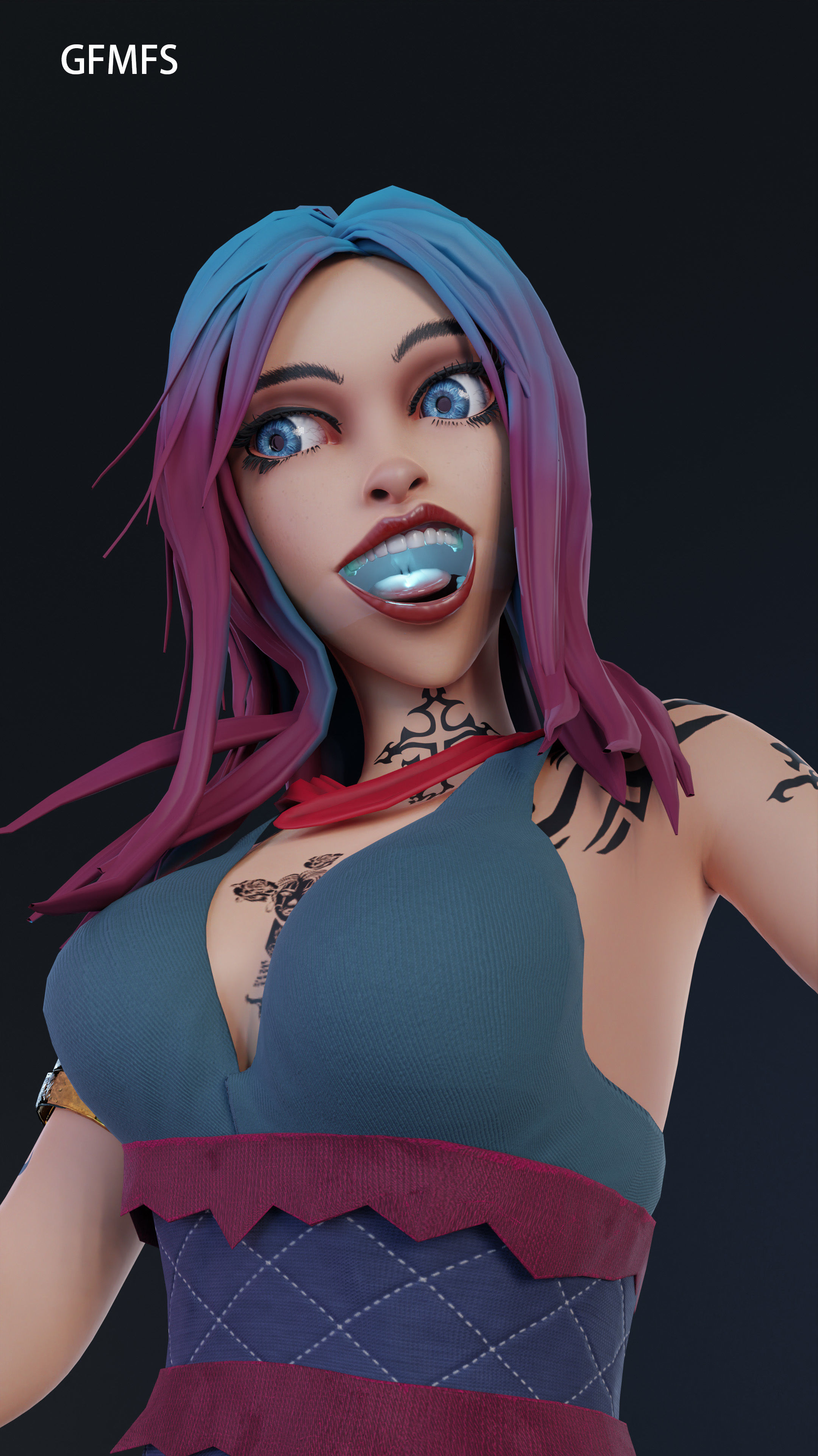 wild stylized girl  animation ready Free low-poly 3D model_10
