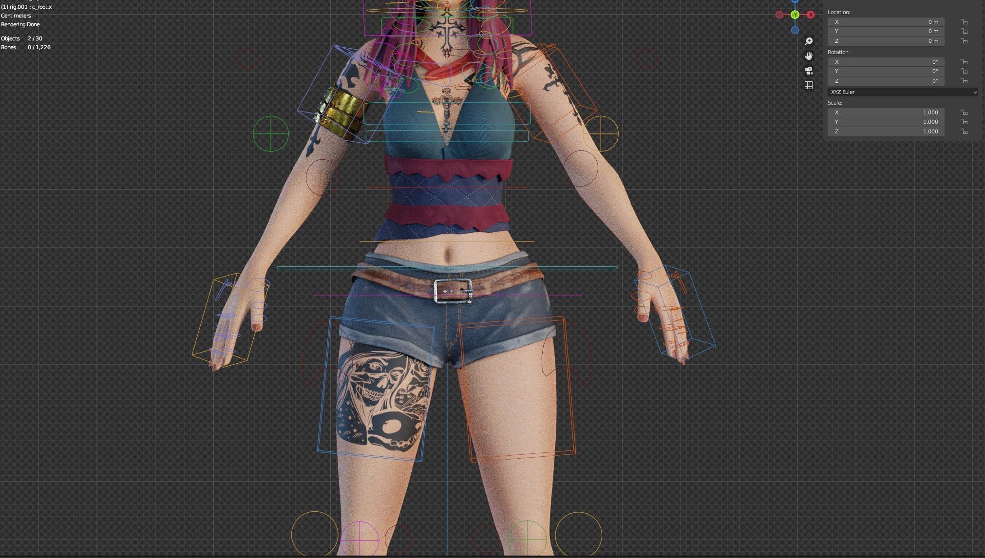 wild stylized girl  animation ready Free low-poly 3D model_19