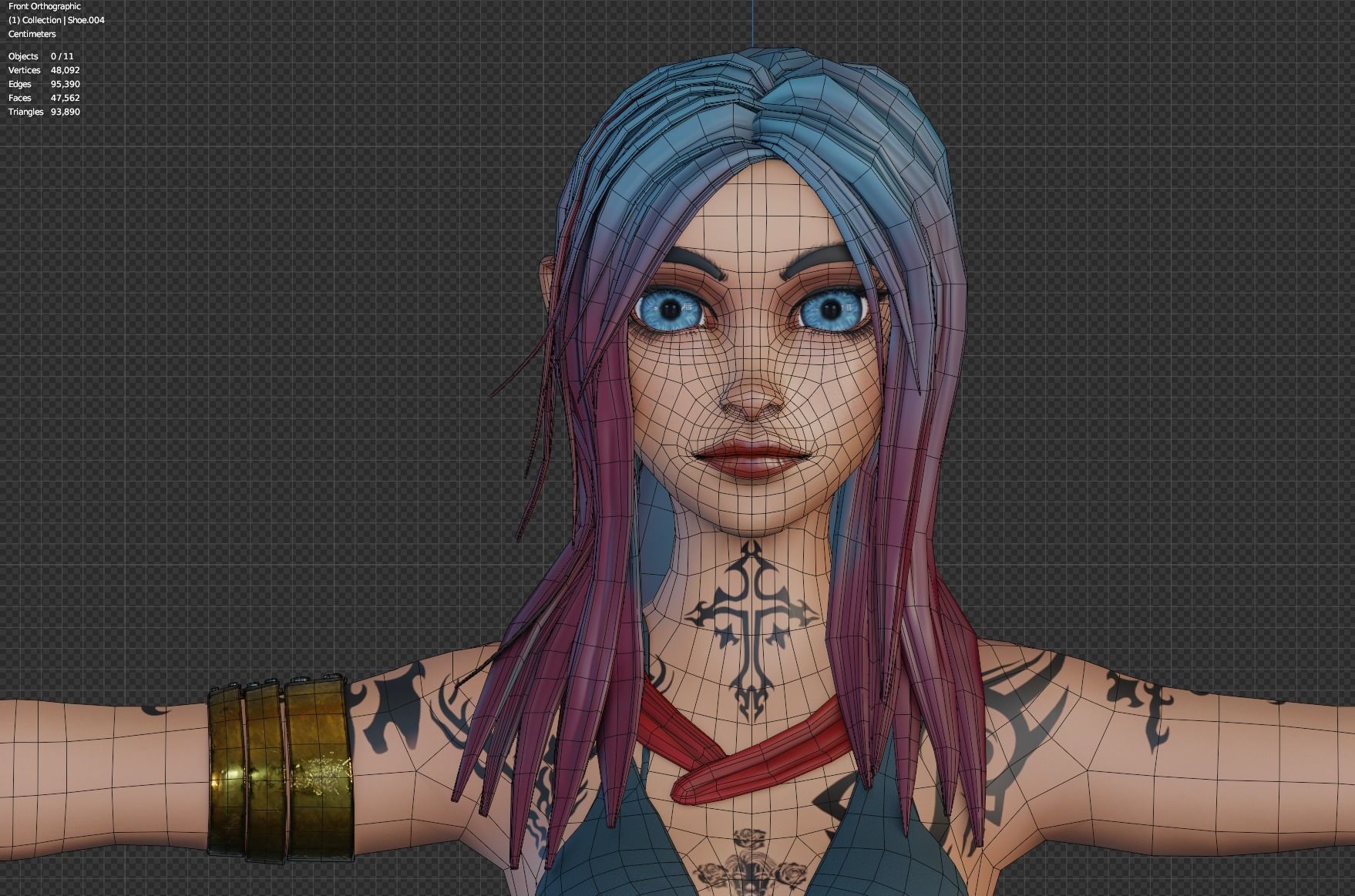 wild stylized girl  animation ready Free low-poly 3D model_16