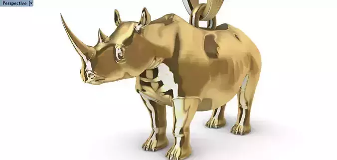 Solid  Large Rhinoceros Pendant Necklace Charm Jewelry 3D Model